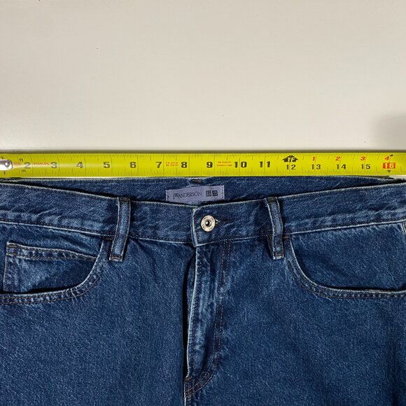 J.W.Anderson x Uniqlo Wide Leg Cropped Medium Wash Blue Jeans mens size 32x25.5 - Picture 7 of 9
